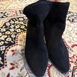 Lucky Brand  Black Suede Leather Ankle Boots Booties size 8 38.5